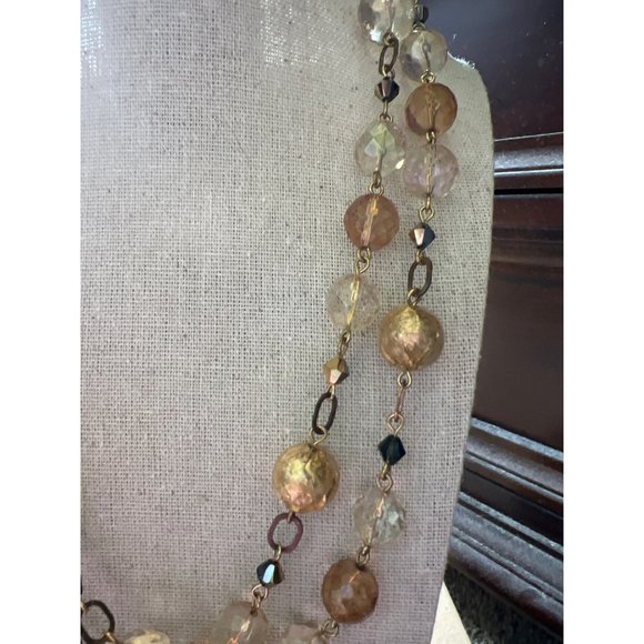 Vintage Double -Strand Faceted Glass Bead Necklace -- 20" - Picture 5 of 10